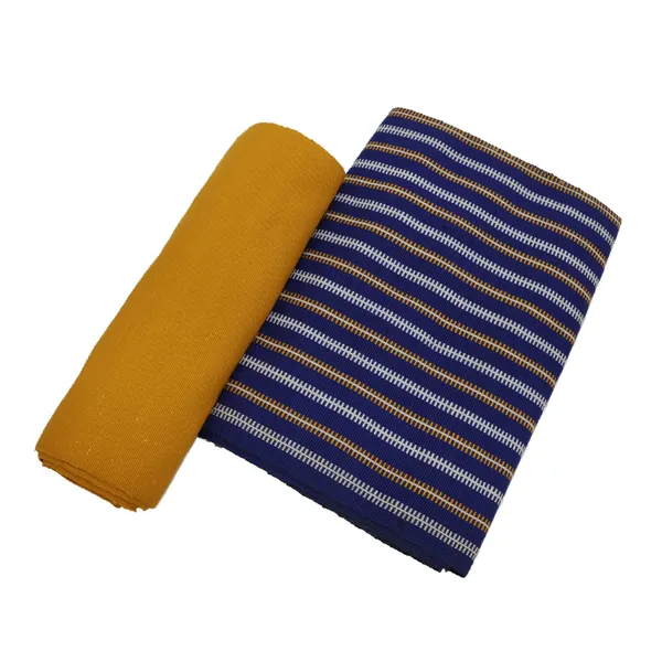 Blue and Orange Striped African Kente Weave Smock , fugu , batakali, Fabric-4yards
