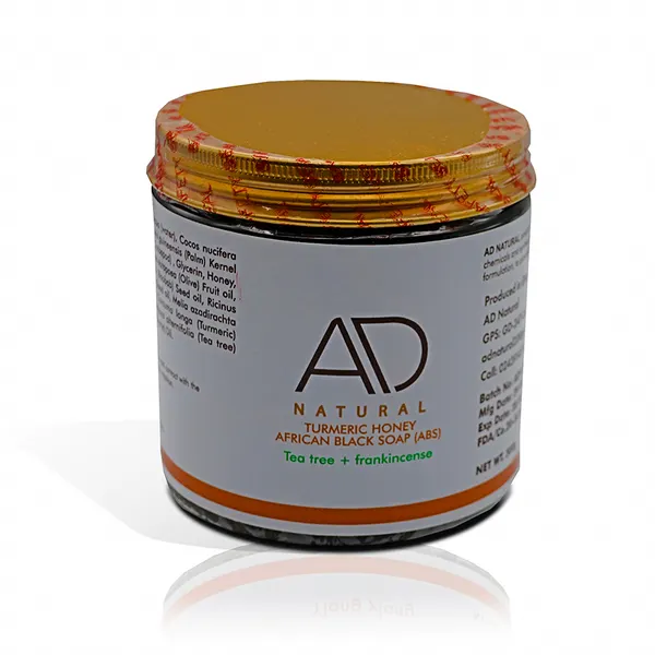 Turmeric Honey African Black Soap (ABS) Paste – Tea Tree & Frankincense | Acne Control & Skin Repair Soap