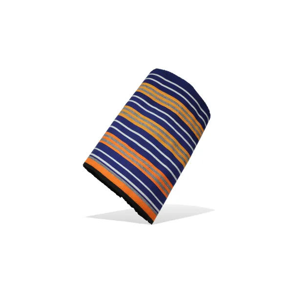 Blue and orange Striped Kente Fabric – 4 Yards Authentic Ghanaian Woven fabric for Weddings, Ceremonies & African Fashion