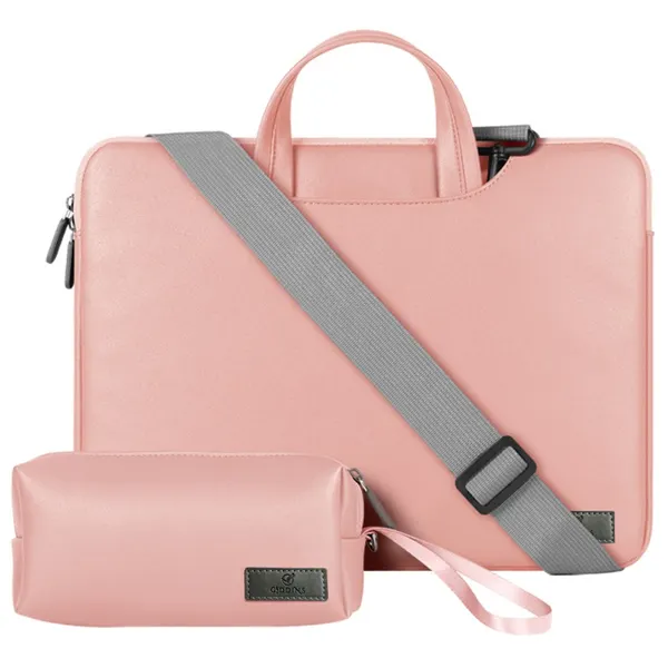 13/14 inches - Leather Laptop Bag with Accessory Pouch