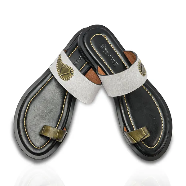 Ladies Strap Slipper - White