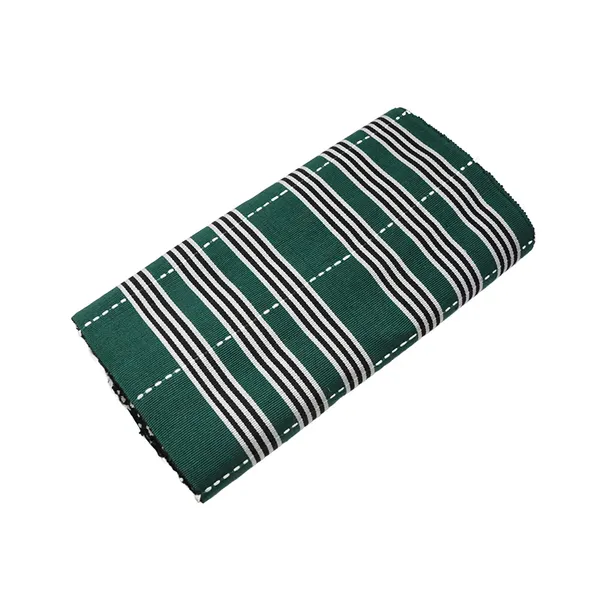 Emerald and White Striped Kente Fabric – 4 Yards Authentic Ghanaian Woven fabric for Weddings, Ceremonies & African Fashion
