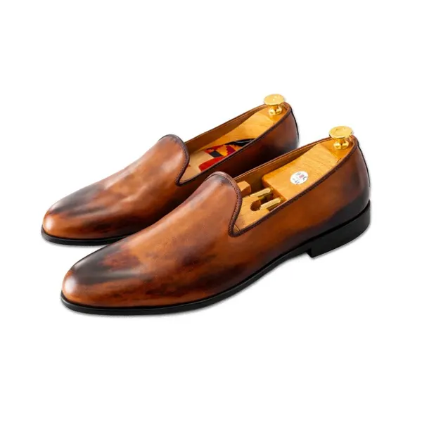 BROWN KAY Luxury Men’s Genuine Leather Loafer – Classic Brow Slip-On Shoes-Open