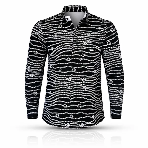 Men's Black and White Long Sleeve Shirt – Premium African Print Button-Up | WeShopAfrica