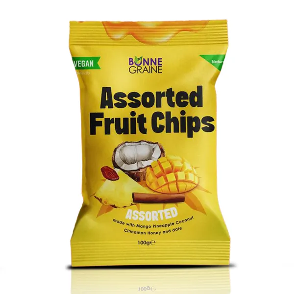 10pcs Bonne Graine Assorted Dried Fruit Chips – 100g Natural Healthy Snack Pack